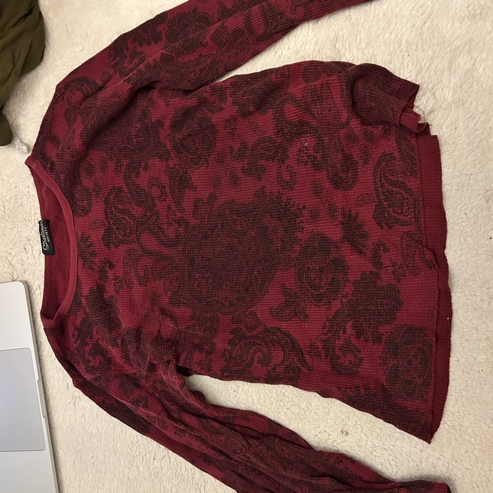 Elegant Red Patterned Sweater